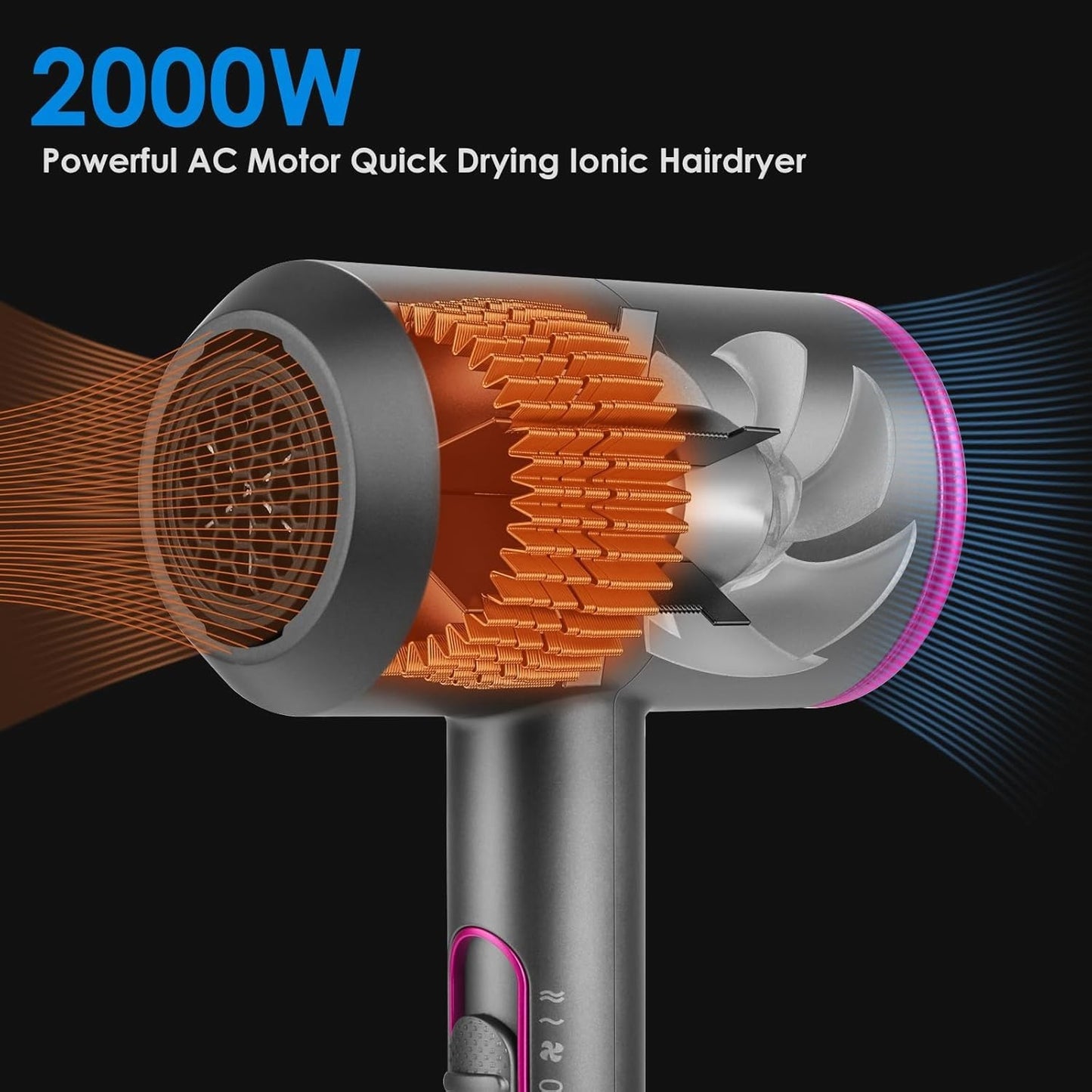 Phon Capelli con Diffusore 2000W Asciugacapelli Ionico Professionali