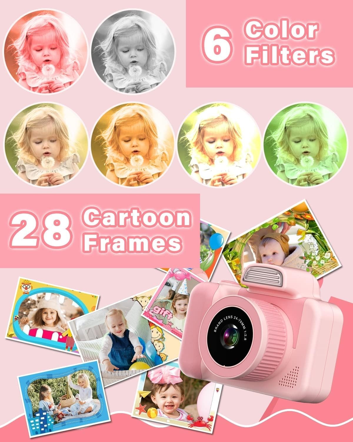 Macchina Fotografica per Bambini 12MP Mini SLR Selfie Fotocamera Bambina