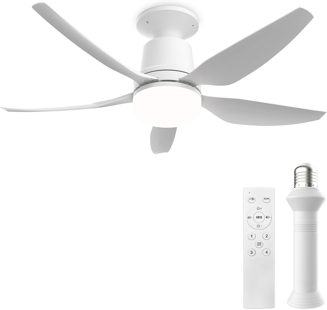 Ventilatore da Soffitto 71cm Silenzioso con Luce e Attacco E27, 50W Dim Orthland
