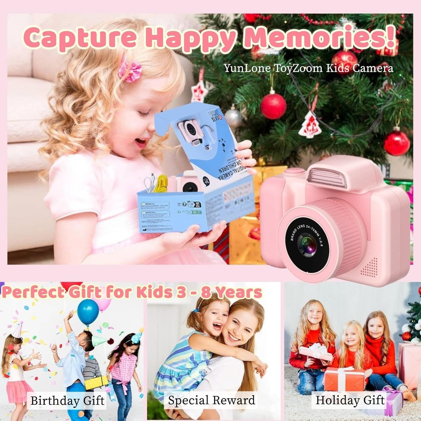 Macchina Fotografica per Bambini 12MP Mini SLR Selfie Fotocamera Bambina