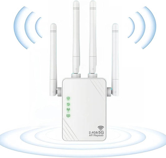 Ripetitore WiFi, Amplificatore WiFi Bianco 1200Mbps Doppia Banda 2.4G/5G AILKIN
