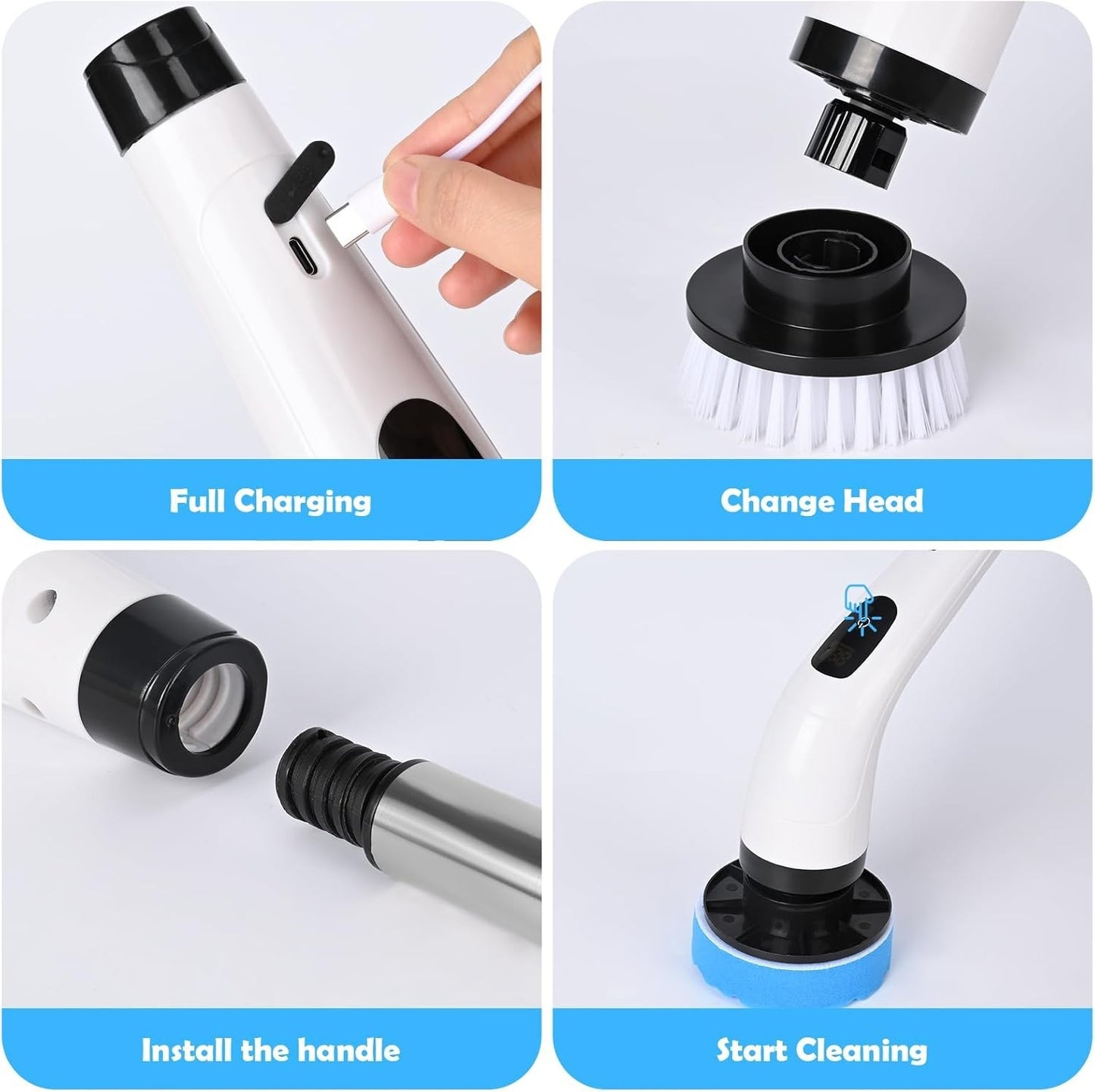 Spazzola Rotante Pulizia Elettrica, Spazzola Elettrica per Pulizia Casa