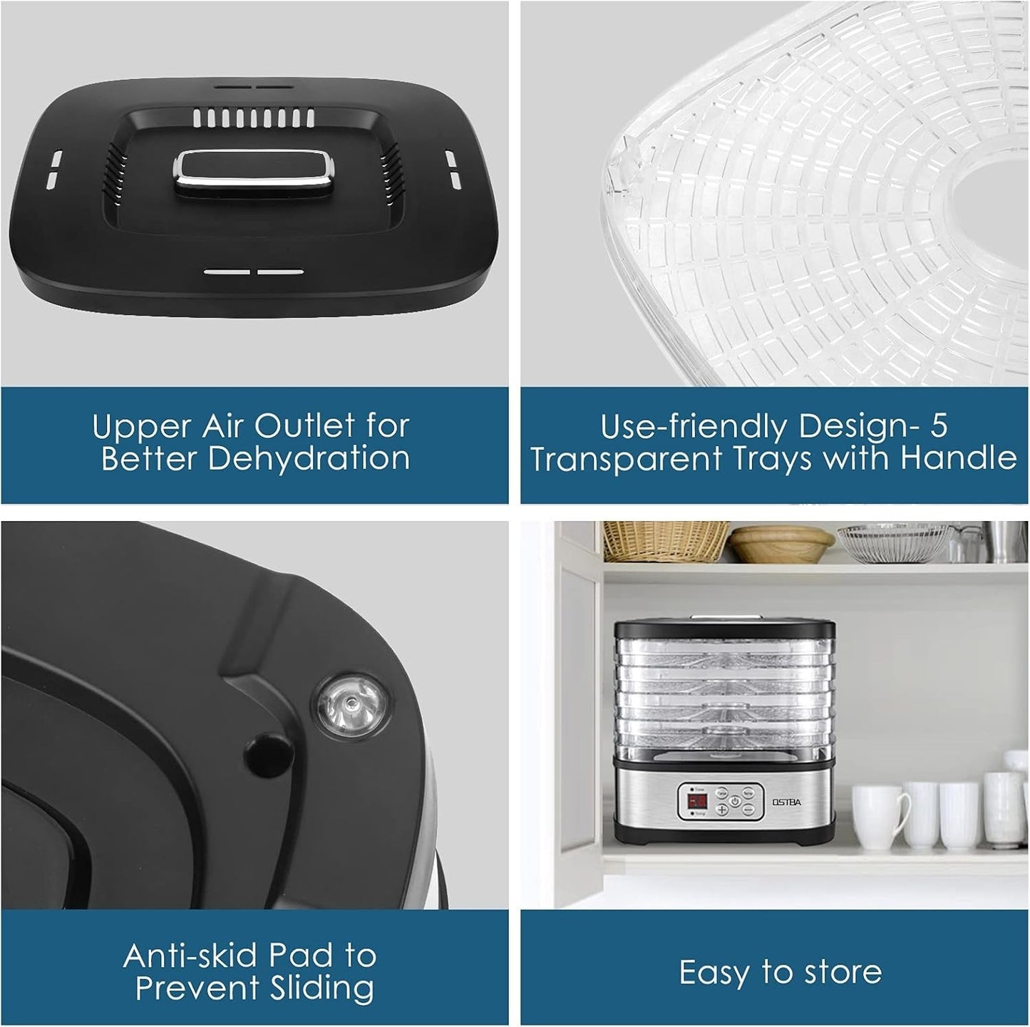 Essiccatore per alimenti OSTBA con temperatura regolabile e timer da 72 ore