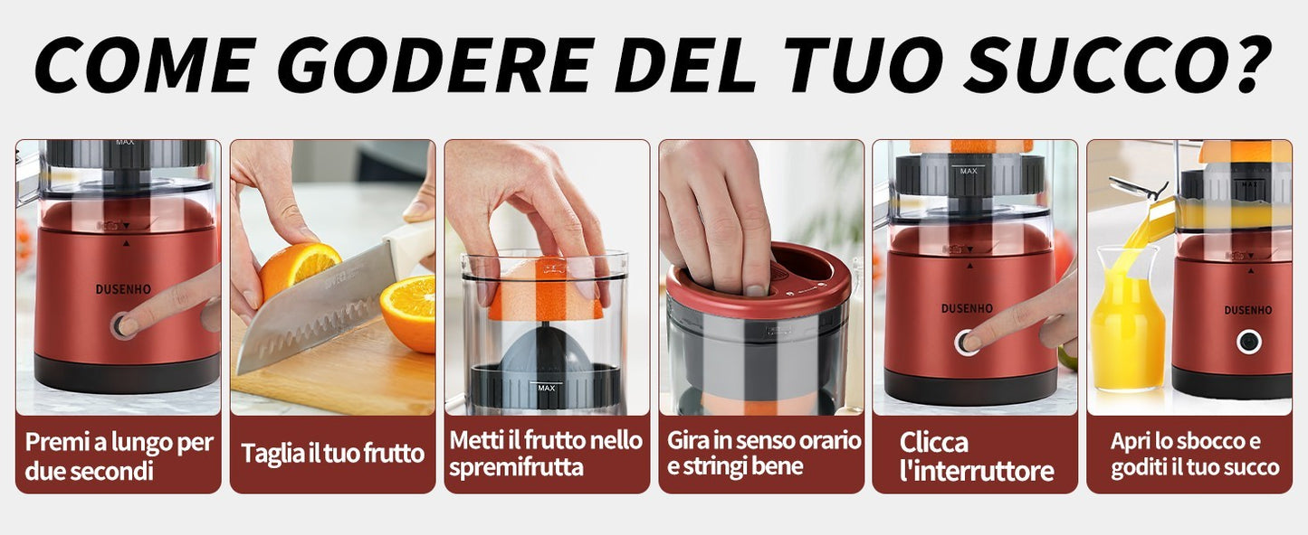 Spremiagrumi Elettrico Portatile USB 45W -70 Decibel Con Spazzola per La Pulizia