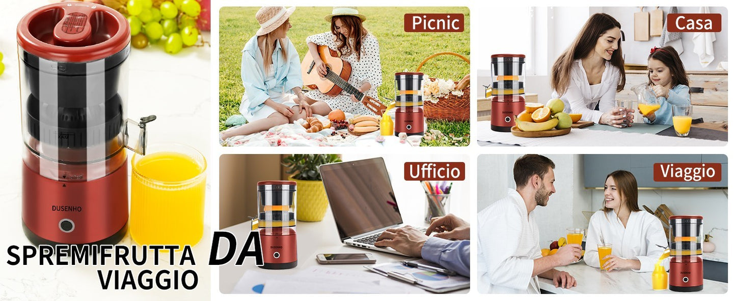 Spremiagrumi Elettrico Portatile USB 45W -70 Decibel Con Spazzola per La Pulizia