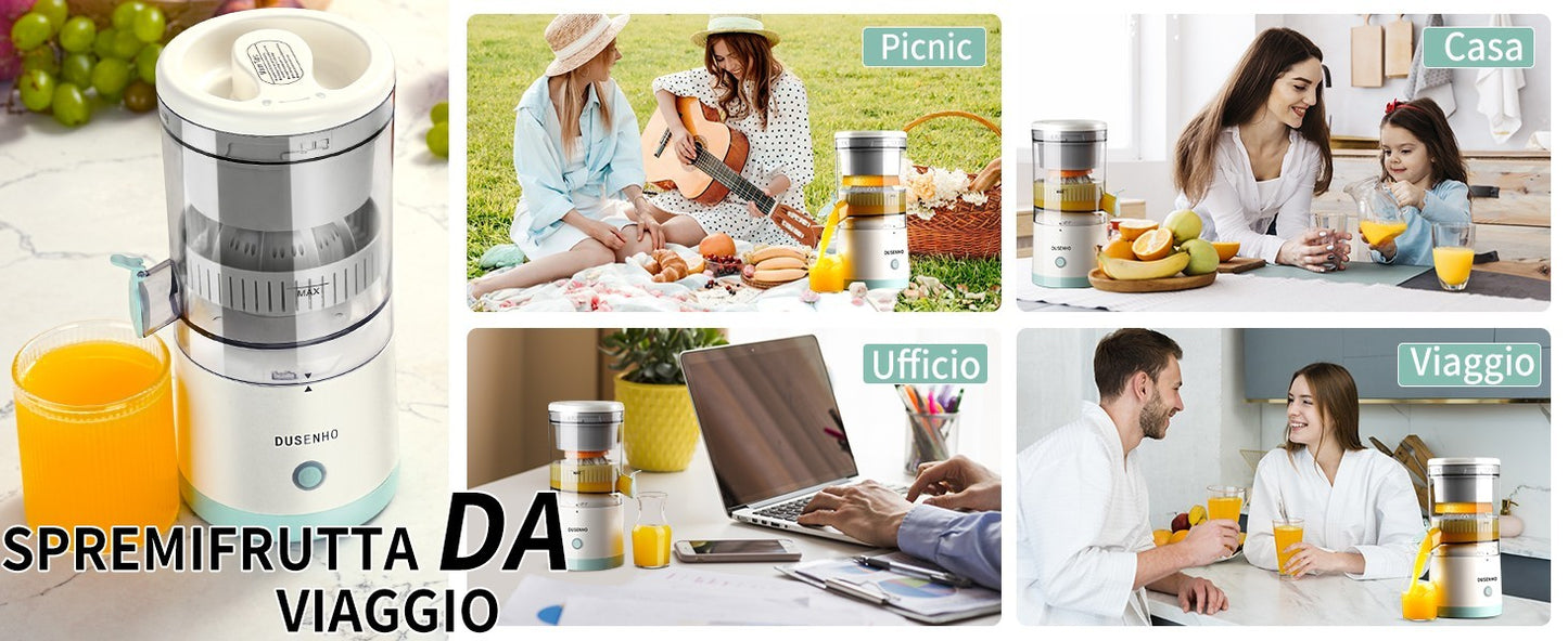 Spremiagrumi Elettrico Portatile USB 45W -70 Decibel Con Spazzola per La Pulizia