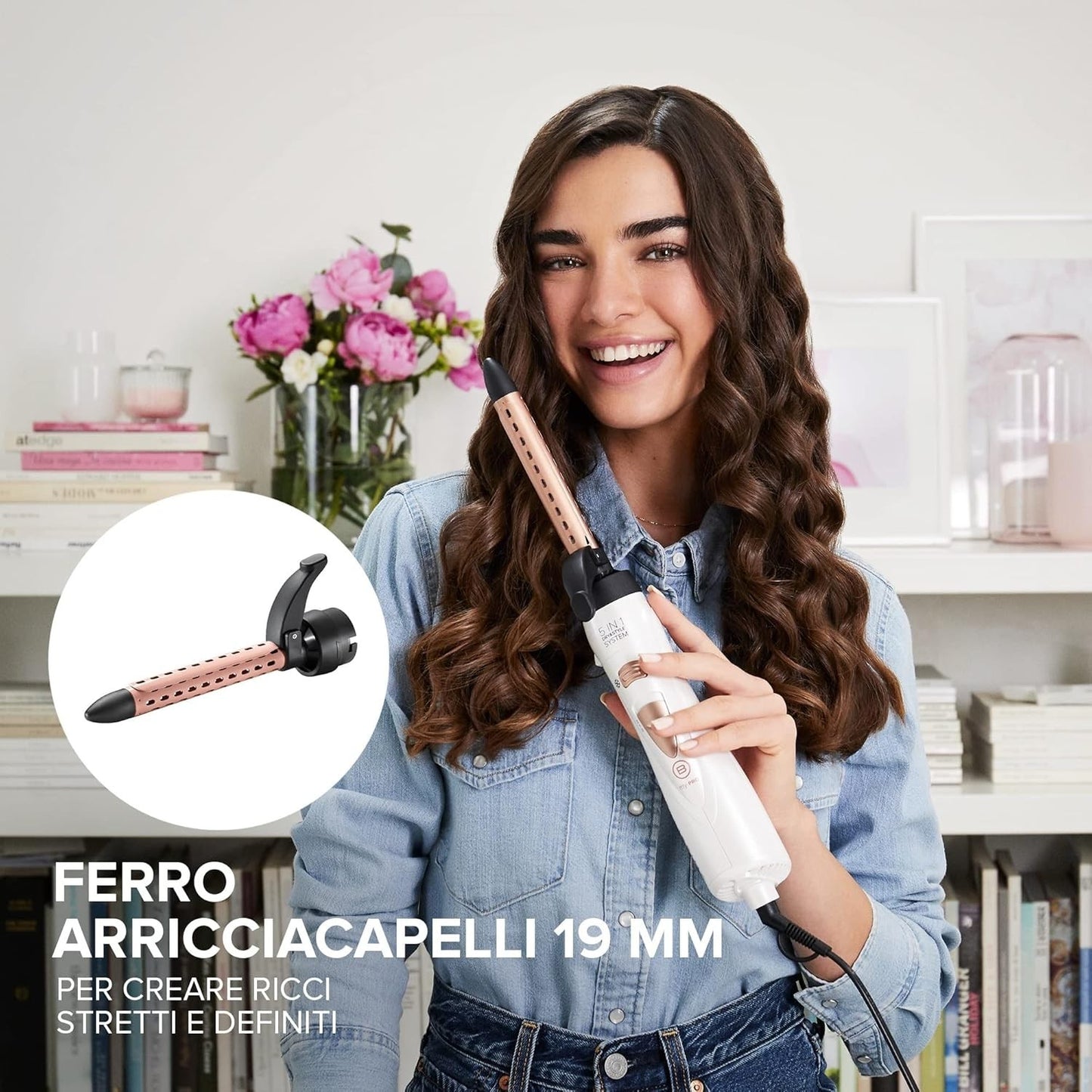 BELLISSIMA Spazzola Ad Aria Calda5 in 1 Accessori per Styliing Liscio Onde Ricci