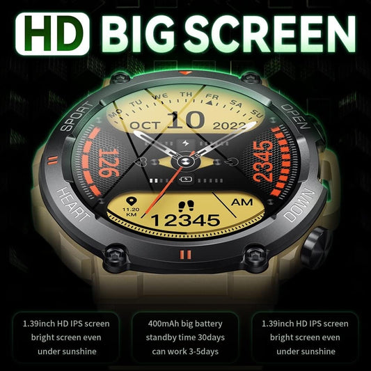 Smartwatch Uomo Orologio Fitness Militari Smart Watch Tracker di attività 35 mm
