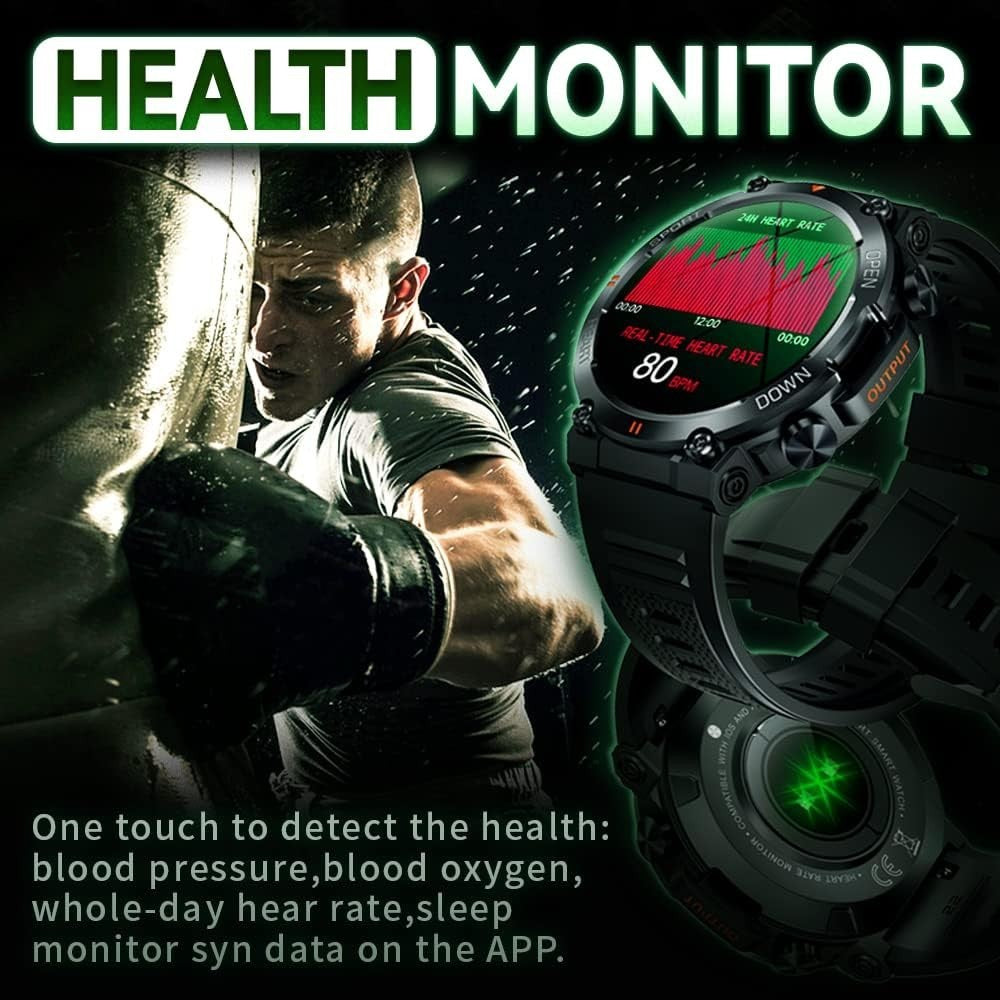 Smartwatch Uomo Orologio Fitness Militari Smart Watch Tracker di attività 35 mm