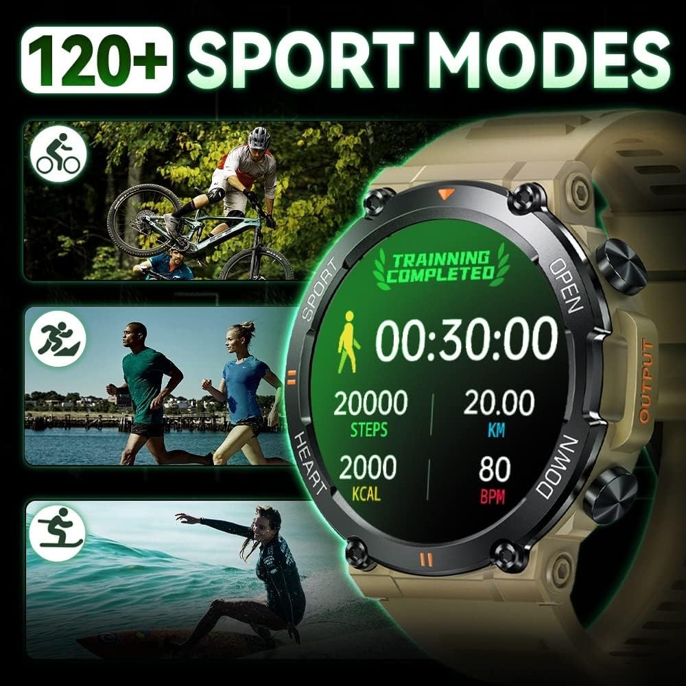 Smartwatch Uomo Orologio Fitness Militari Smart Watch Tracker di attività 35 mm