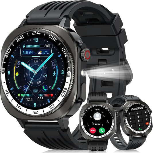 Smartwatch Uomo Donna 1.43" con Chiamate Bluetooth, IP68 Impermeabile (verde)