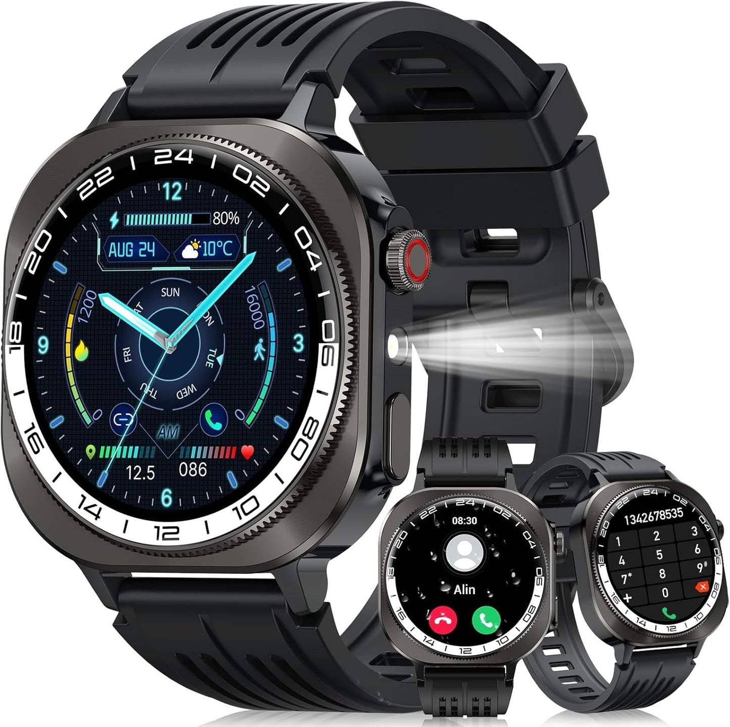 Smartwatch Uomo Donna 1.43" con Chiamate Bluetooth, IP68 Impermeabile (verde)