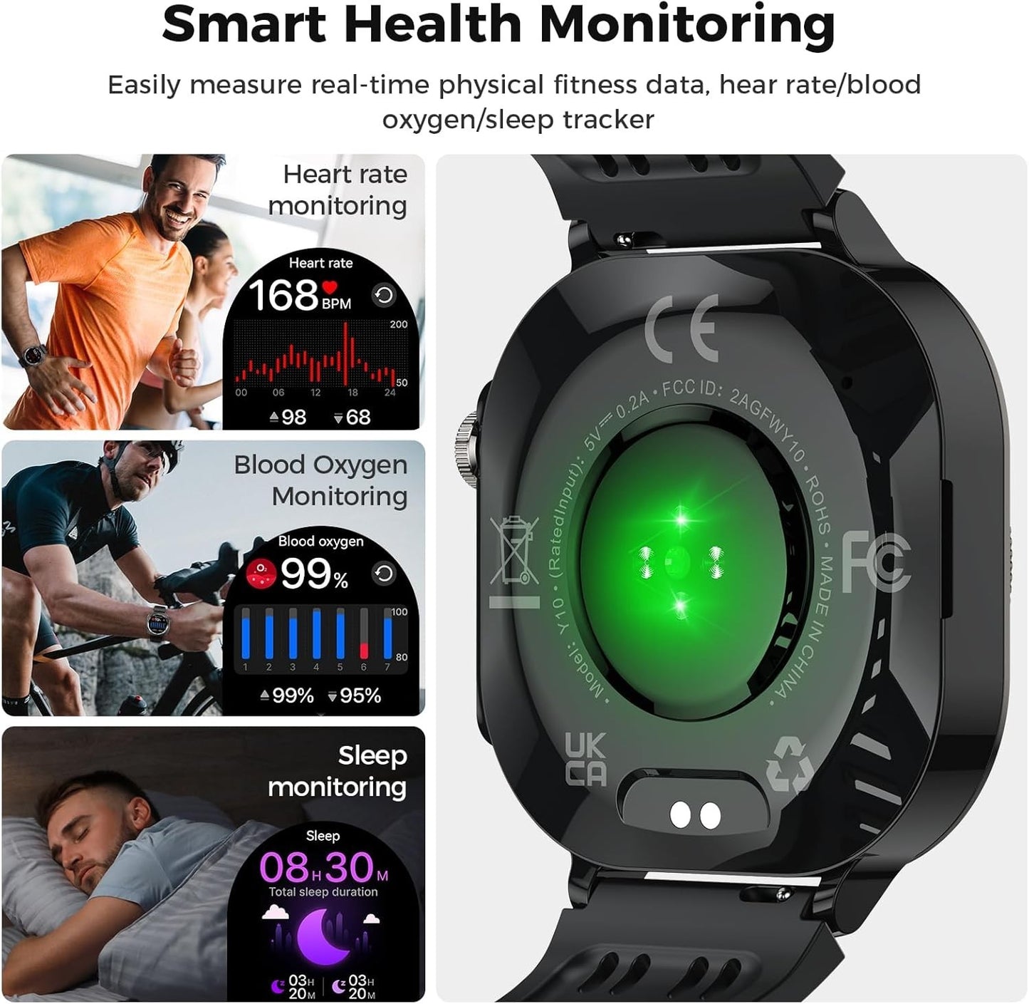 Smartwatch Uomo Donna 1.43" con Chiamate Bluetooth, IP68 Impermeabile (verde)