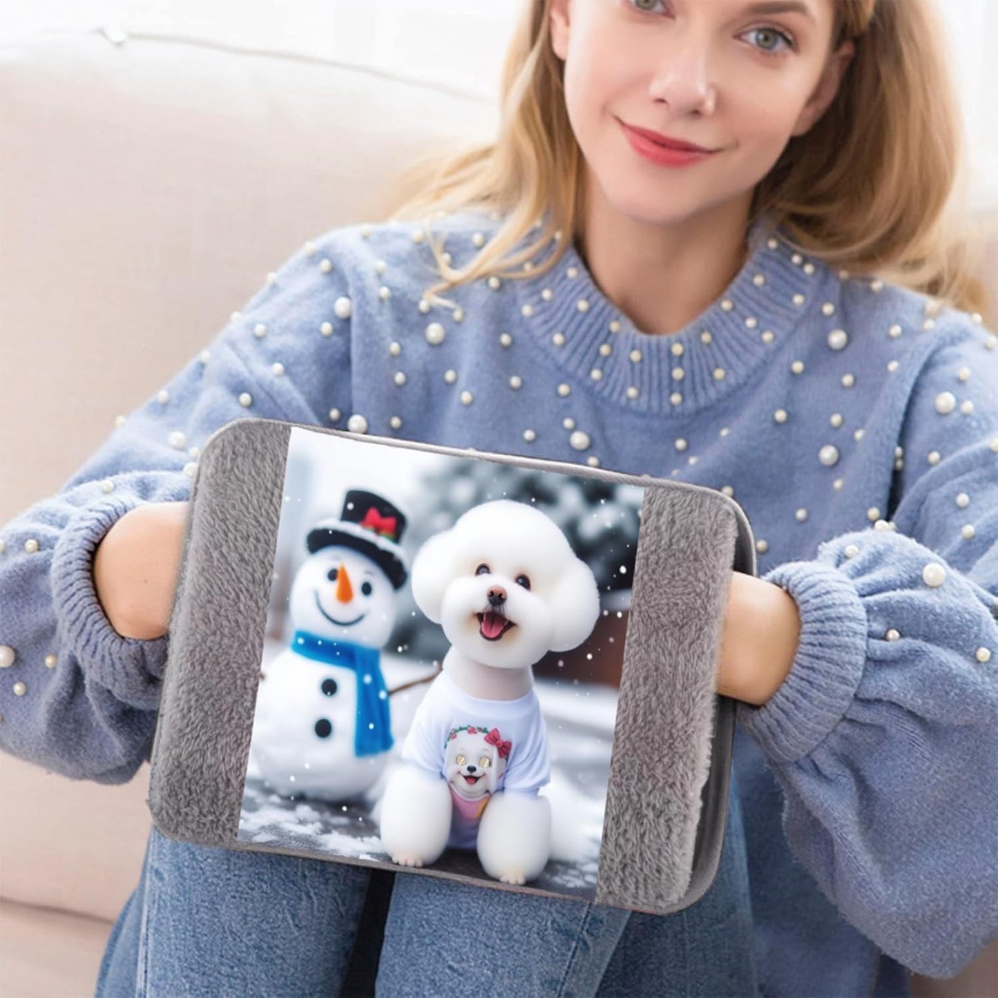 Borsa Acqua Calda Elettrica in Peluche 500W, Scaldino Elettrico Scaldamani