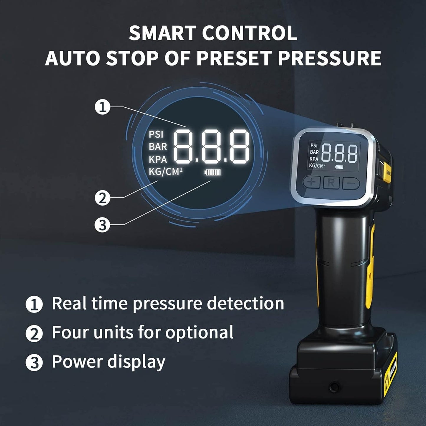 Pompa compressore per pneumatici per auto FOWAWU 160 PSI 7800 mAh batteria litio