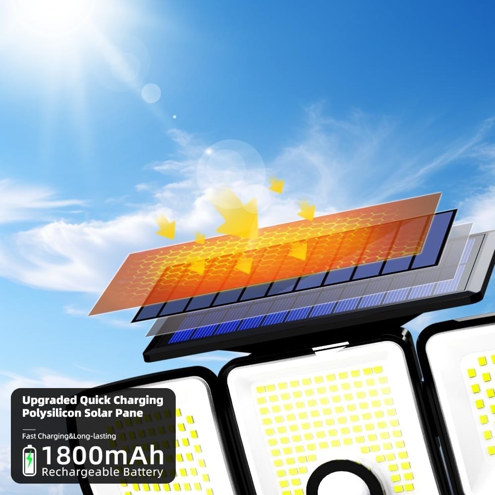 Luce solari da esterno con sensore di movimento a 223 LED  impermeabile IP65