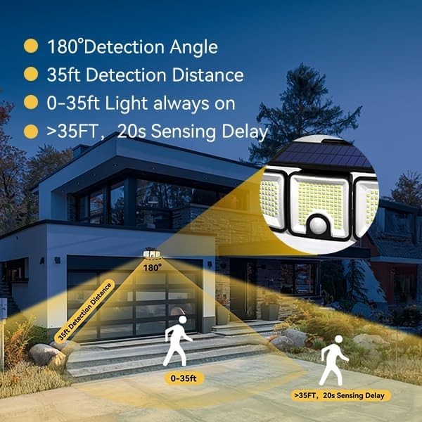 Luce solari da esterno con sensore di movimento a 223 LED  impermeabile IP65