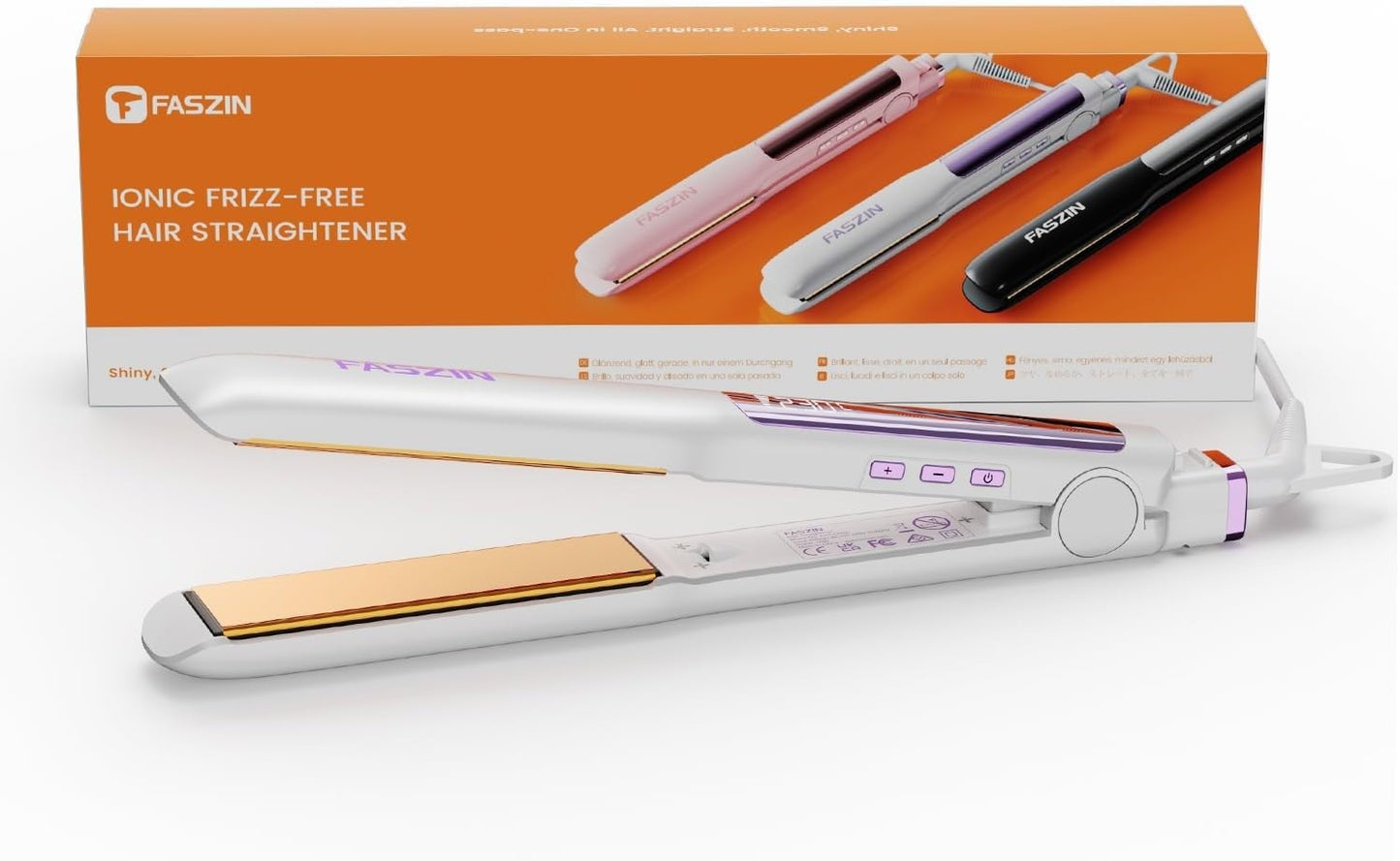Faszin Piastra Capelli Professionale Stretta 2-in-1,Titanio Ionico,Display LCD
