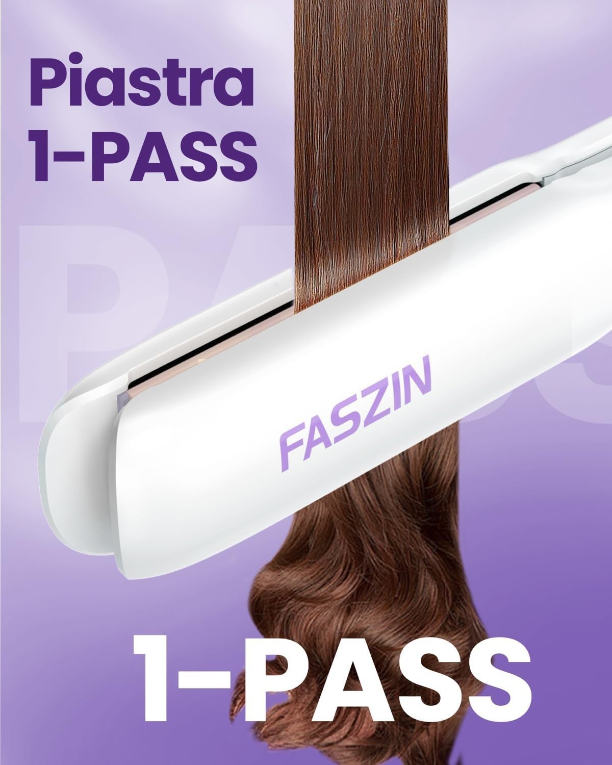 Faszin Piastra Capelli Professionale Stretta 2-in-1,Titanio Ionico,Display LCD