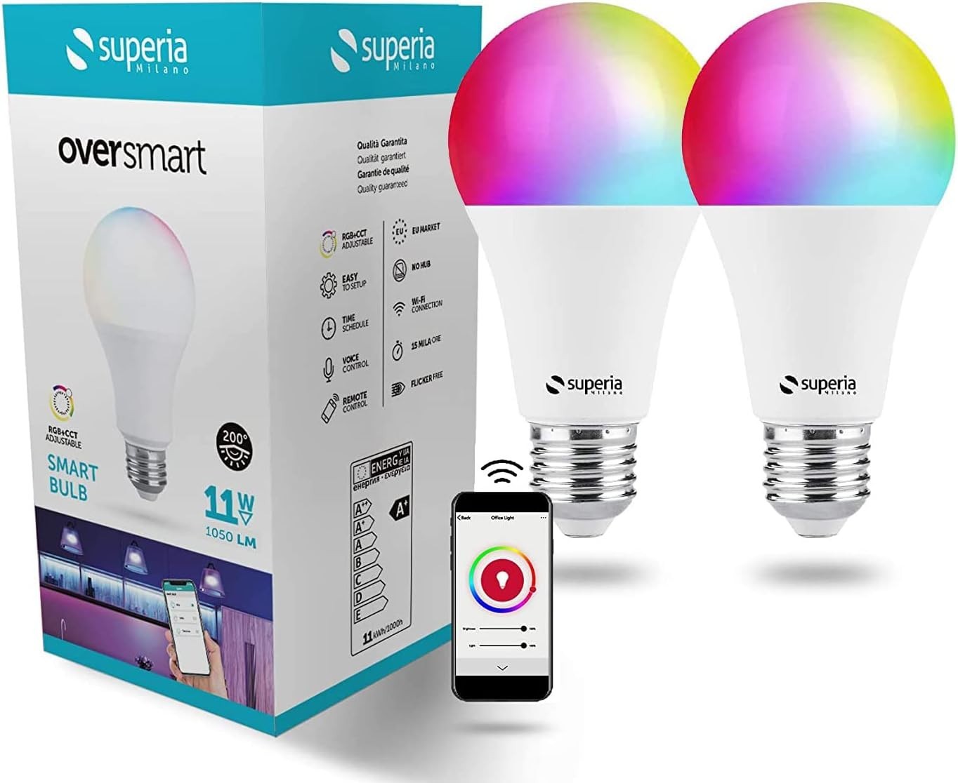Superia Milano Lampadina SMART RGB + Bianco regolabile (2700K - 6500K)