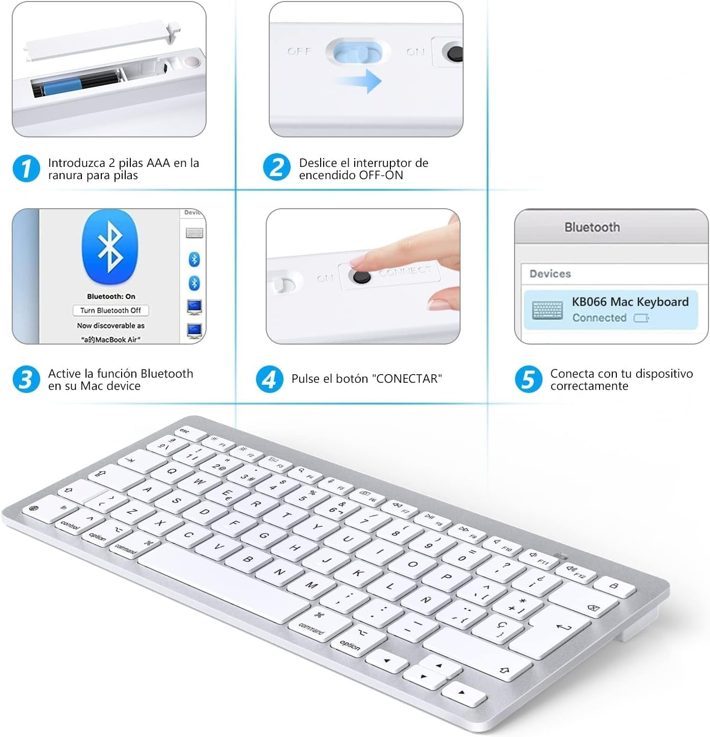 OMOTON Tastiera Bluetooth per Mac OS Tastiera Wireless compatta