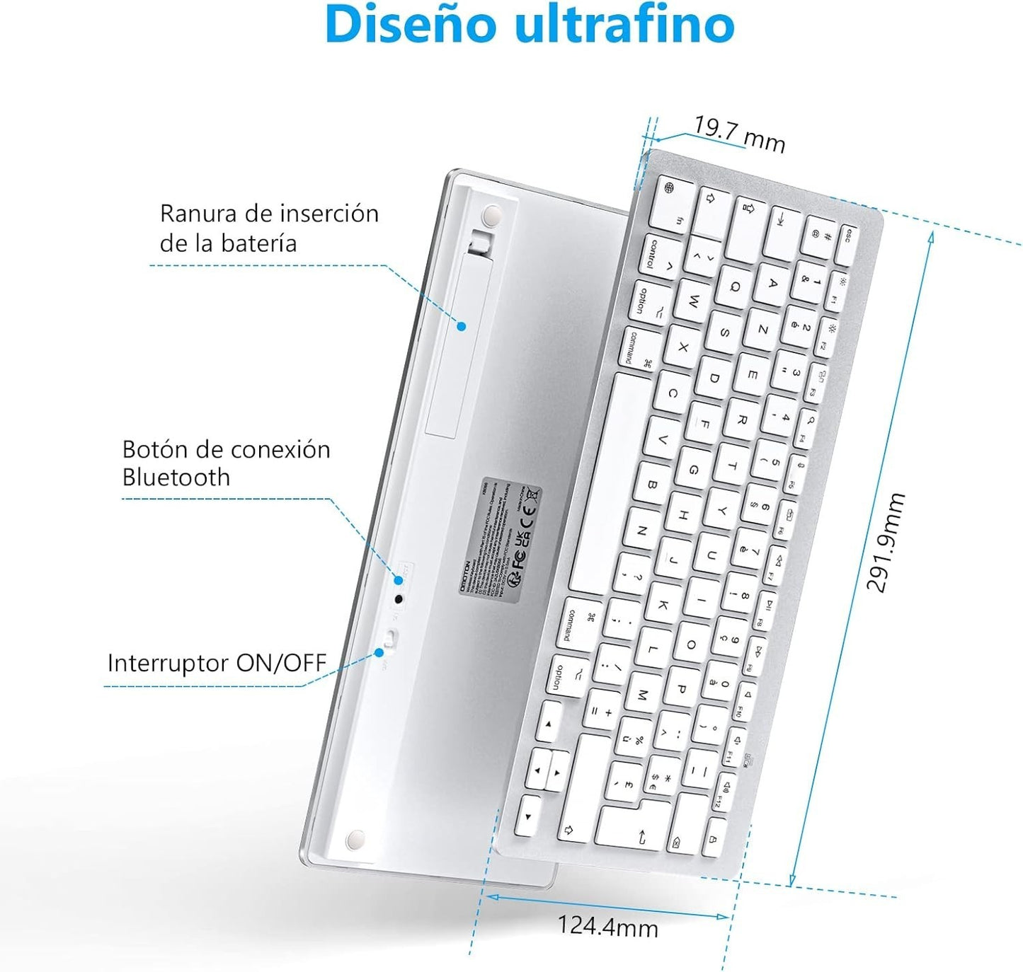 OMOTON Tastiera Bluetooth per Mac OS Tastiera Wireless compatta