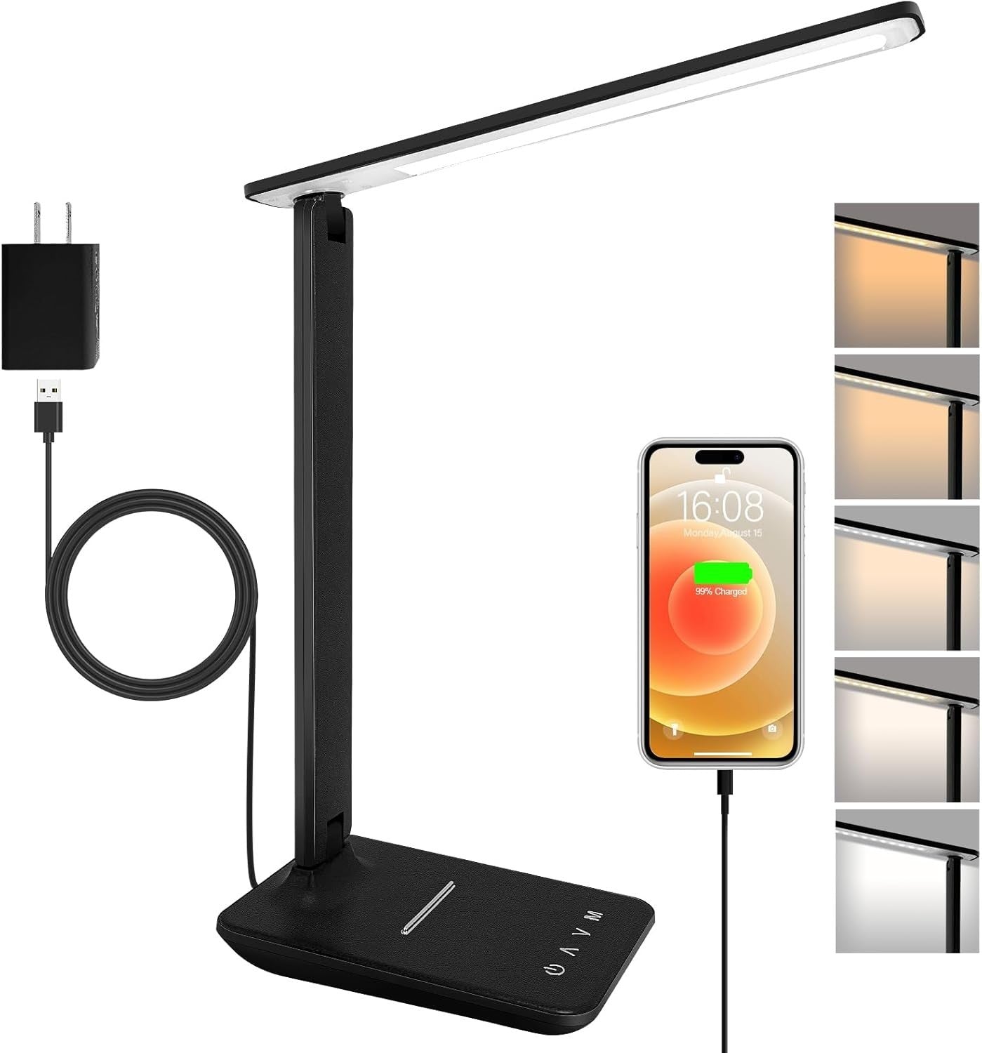 Lampada da scrivania LED Karidi dimmerabile con porta di ricarica USB 5 modalità