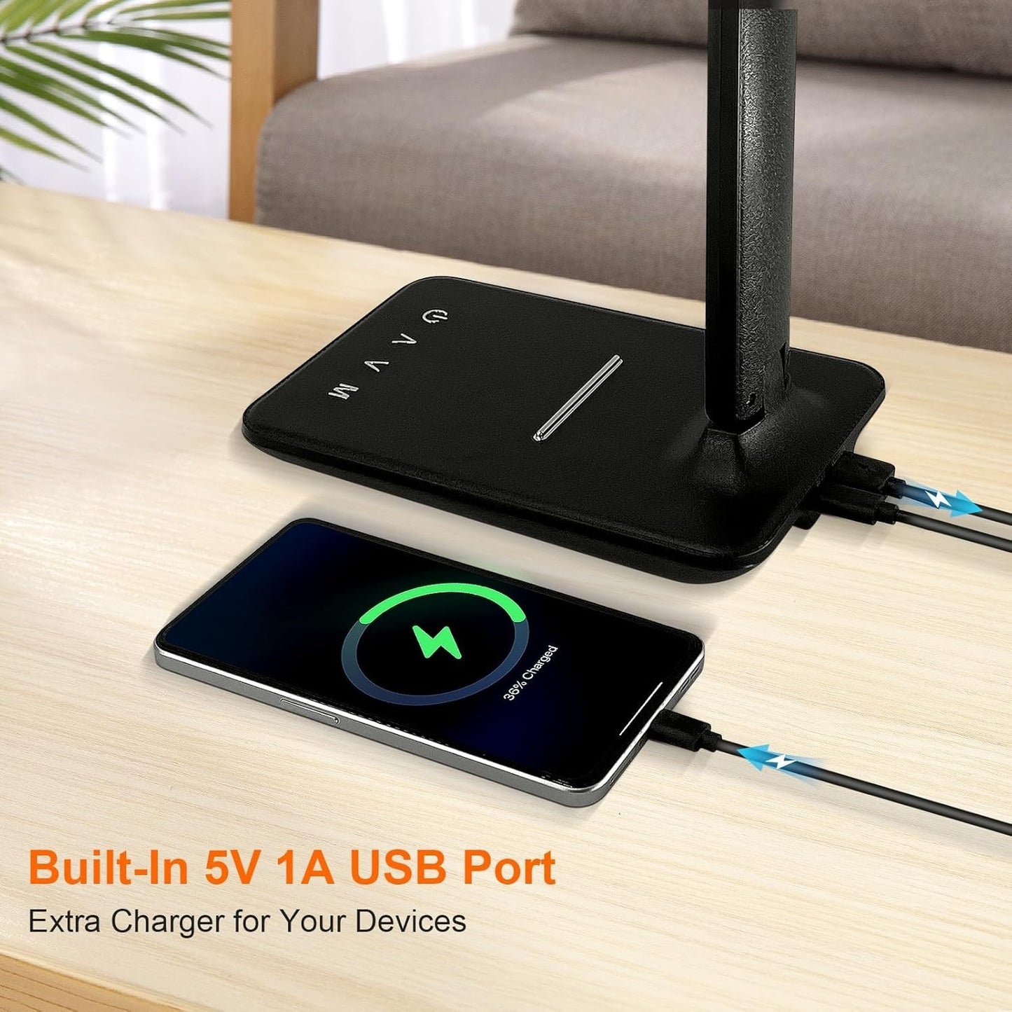 Lampada da scrivania LED Karidi dimmerabile con porta di ricarica USB 5 modalità