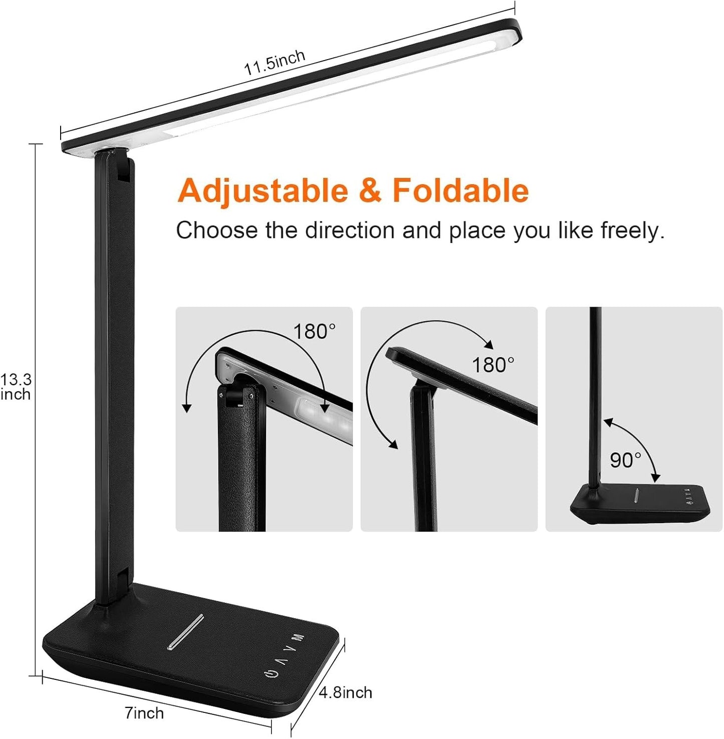 Lampada da scrivania LED Karidi dimmerabile con porta di ricarica USB 5 modalità