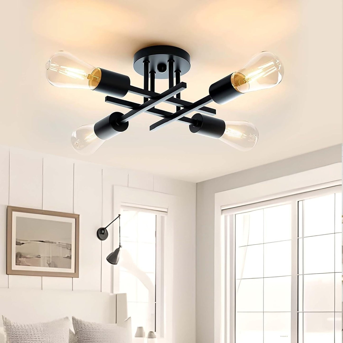 Lampada da Soffitto Vintage OTREN4 Fiamme Plafoniera Retrò E27 Lampadario