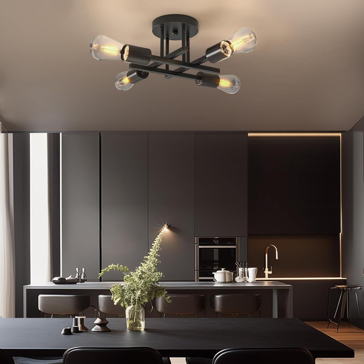 Lampada da Soffitto Vintage OTREN4 Fiamme Plafoniera Retrò E27 Lampadario