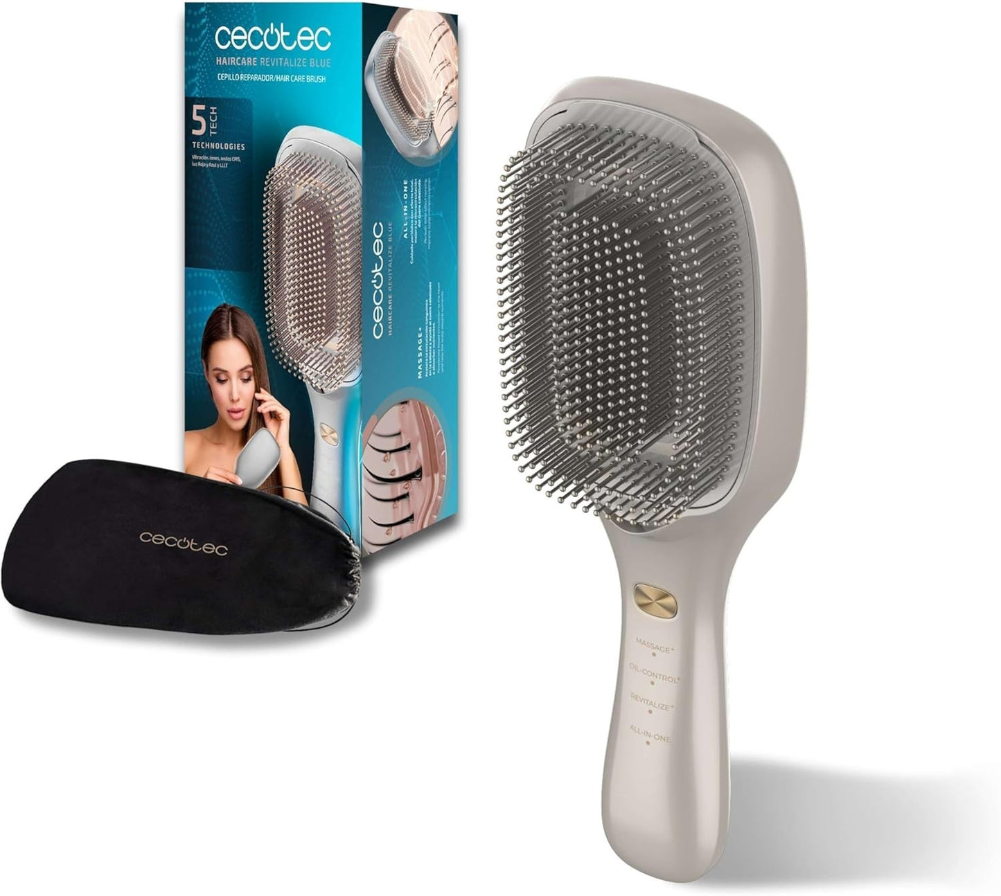Cecotec Spazzola Riparatrice Haircare Revitalize Champagne Con 5 Tecnologie.