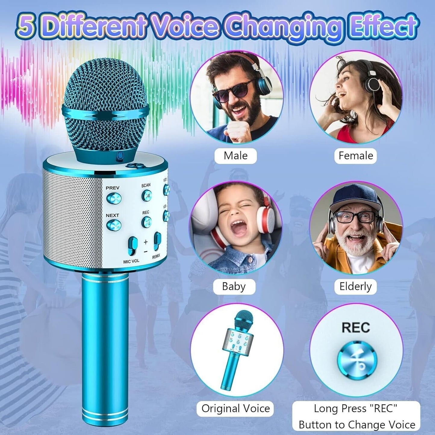 WS-858L Mini Karaoke KTV Microfono Portatile Bluetooth Senza Fili Microfono
