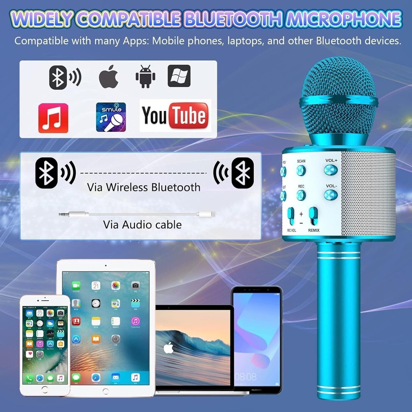 WS-858L Mini Karaoke KTV Microfono Portatile Bluetooth Senza Fili Microfono