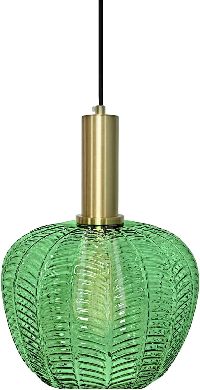 Lampadario lampada sospensione dorata tonalità in vetro in scala  (Verde 22cm)