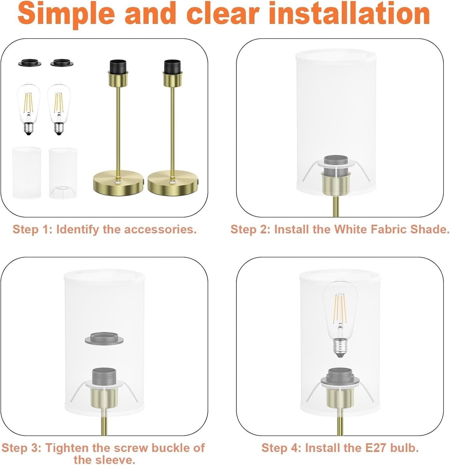 Lampada da tavolo a LED senza fili Oro Set di 2 con batteria da 6000mAh