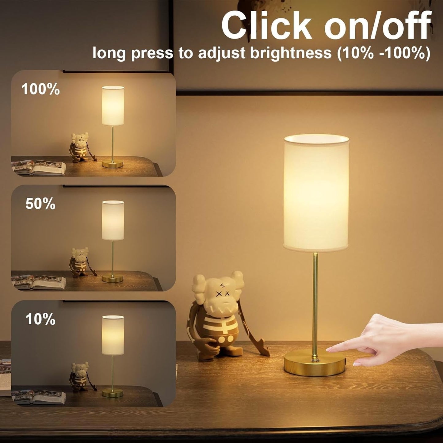 Lampada da tavolo a LED senza fili Oro Set di 2 con batteria da 6000mAh