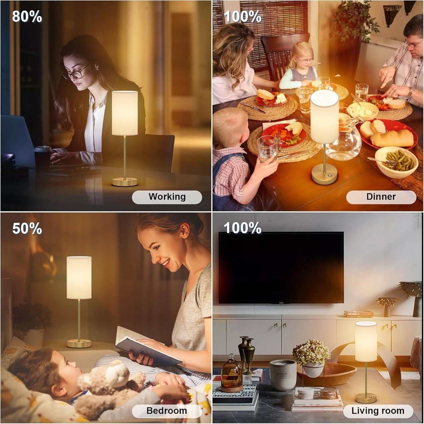 Lampada da tavolo a LED senza fili Oro Set di 2 con batteria da 6000mAh