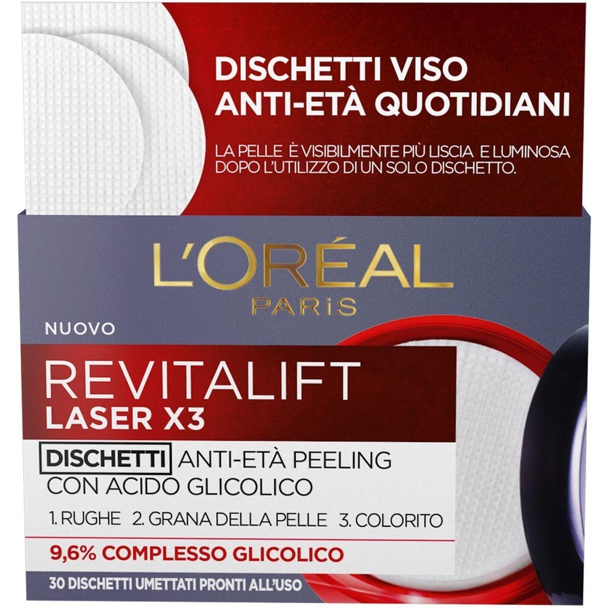 L`Oréal Paris Dischetti Peeling Revitalift Laser X3 Scrub detergente anti-età