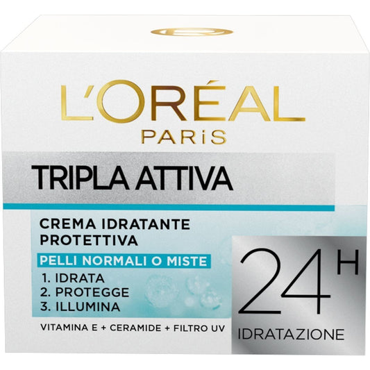 L`Oréal Paris Triple Active Tripla Attiva Crema Idratante Protettiva 50 ML x2