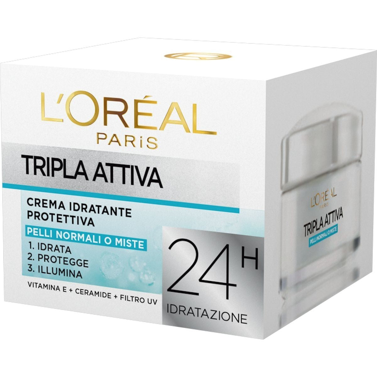L`Oréal Paris Triple Active Tripla Attiva Crema Idratante Protettiva 50 ML x2