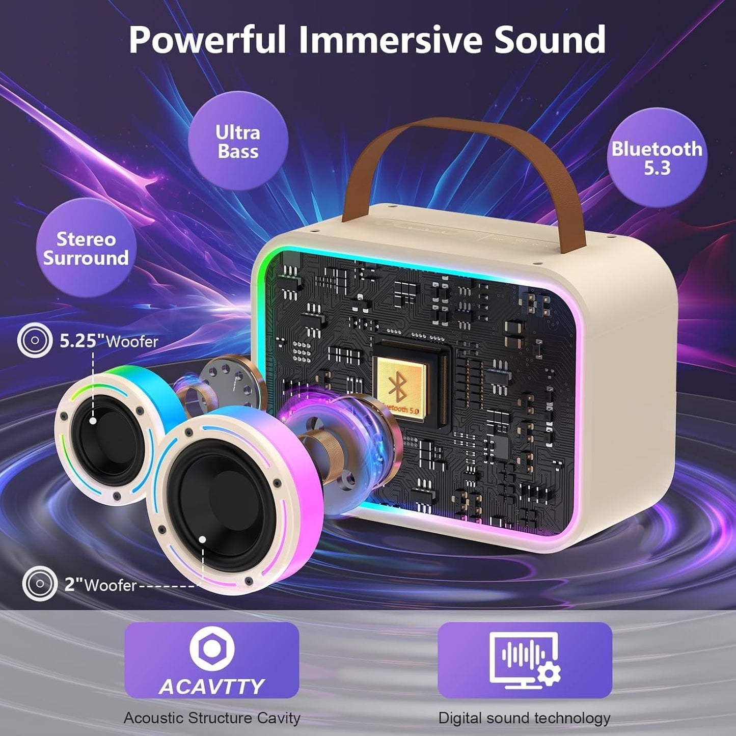 Karaoke Portatile Con 2 Microfoni per Bambini e Adulti JYX D30-T Cassa Bluetooth