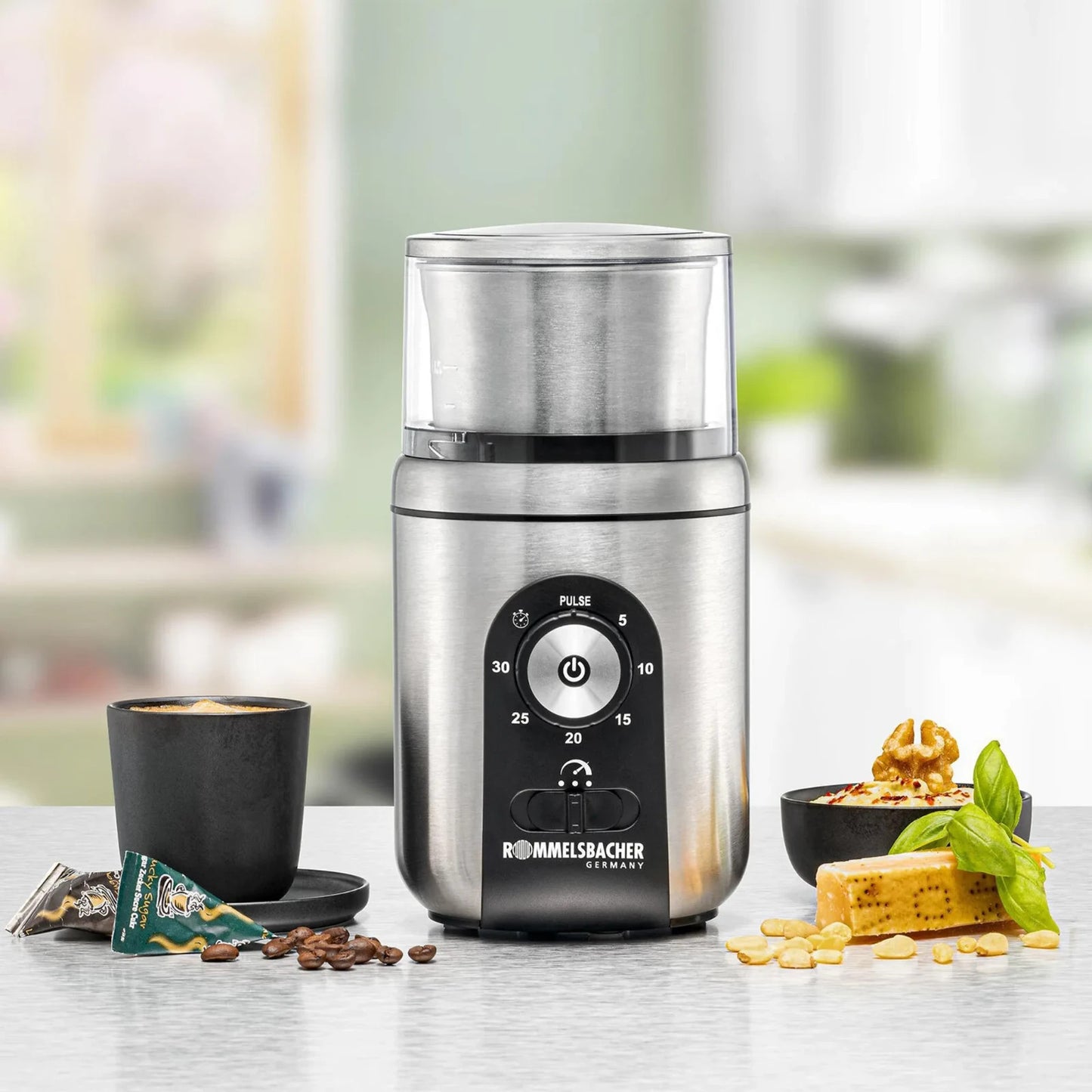 Macina spezie e caffè ROMMELSBACHER EGK 250, 2 contenitori in acciaio inox