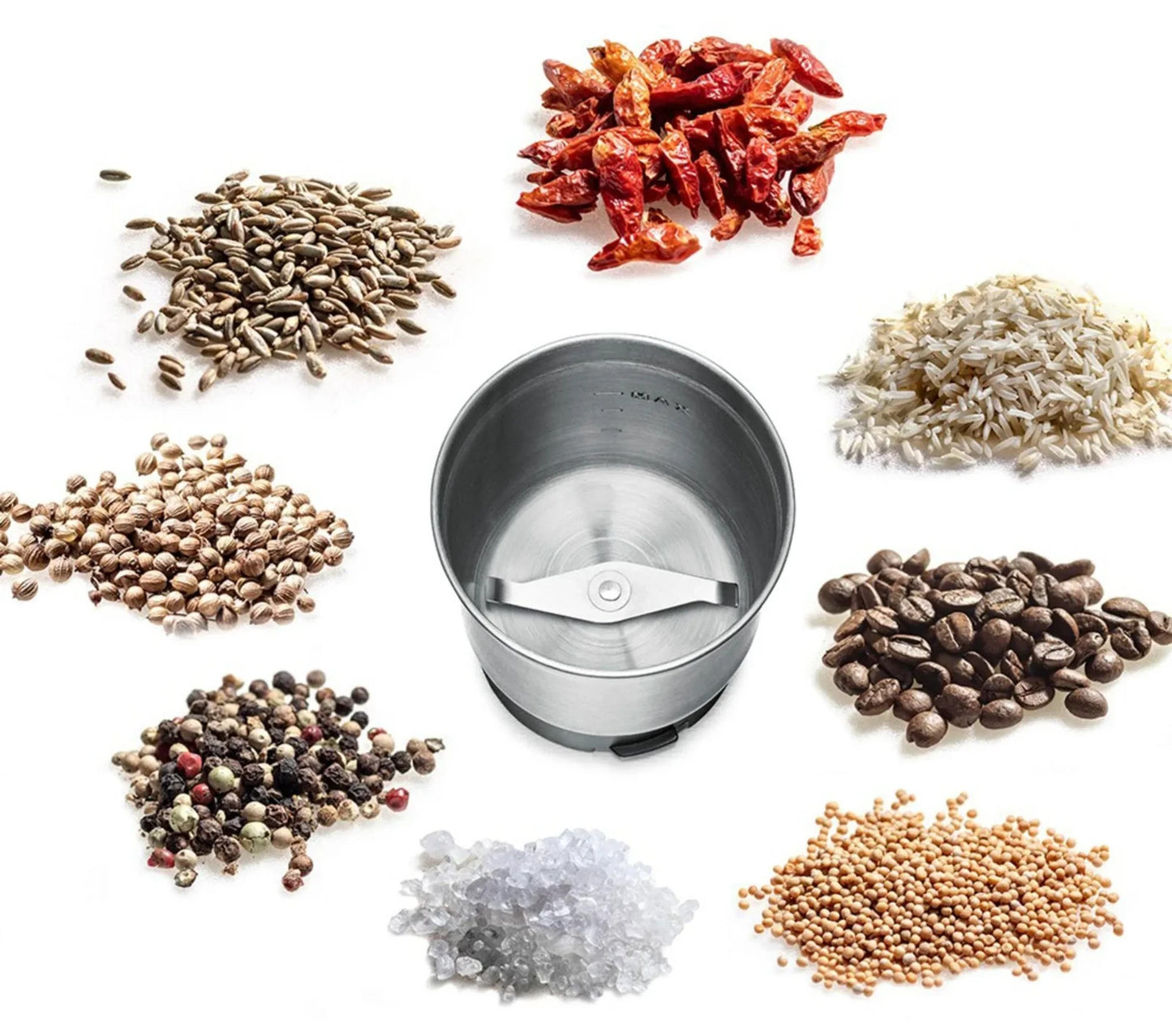 Macina spezie e caffè ROMMELSBACHER EGK 250, 2 contenitori in acciaio inox