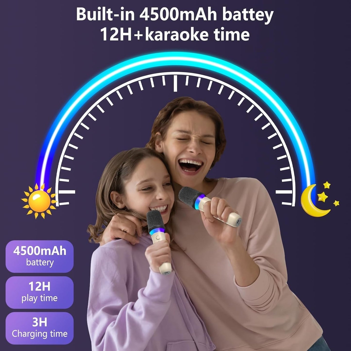 Karaoke Portatile Con 2 Microfoni per Bambini e Adulti JYX D30-T Cassa Bluetooth