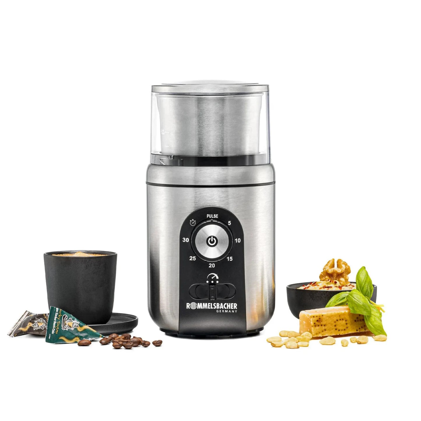 Macina spezie e caffè ROMMELSBACHER EGK 250, 2 contenitori in acciaio inox