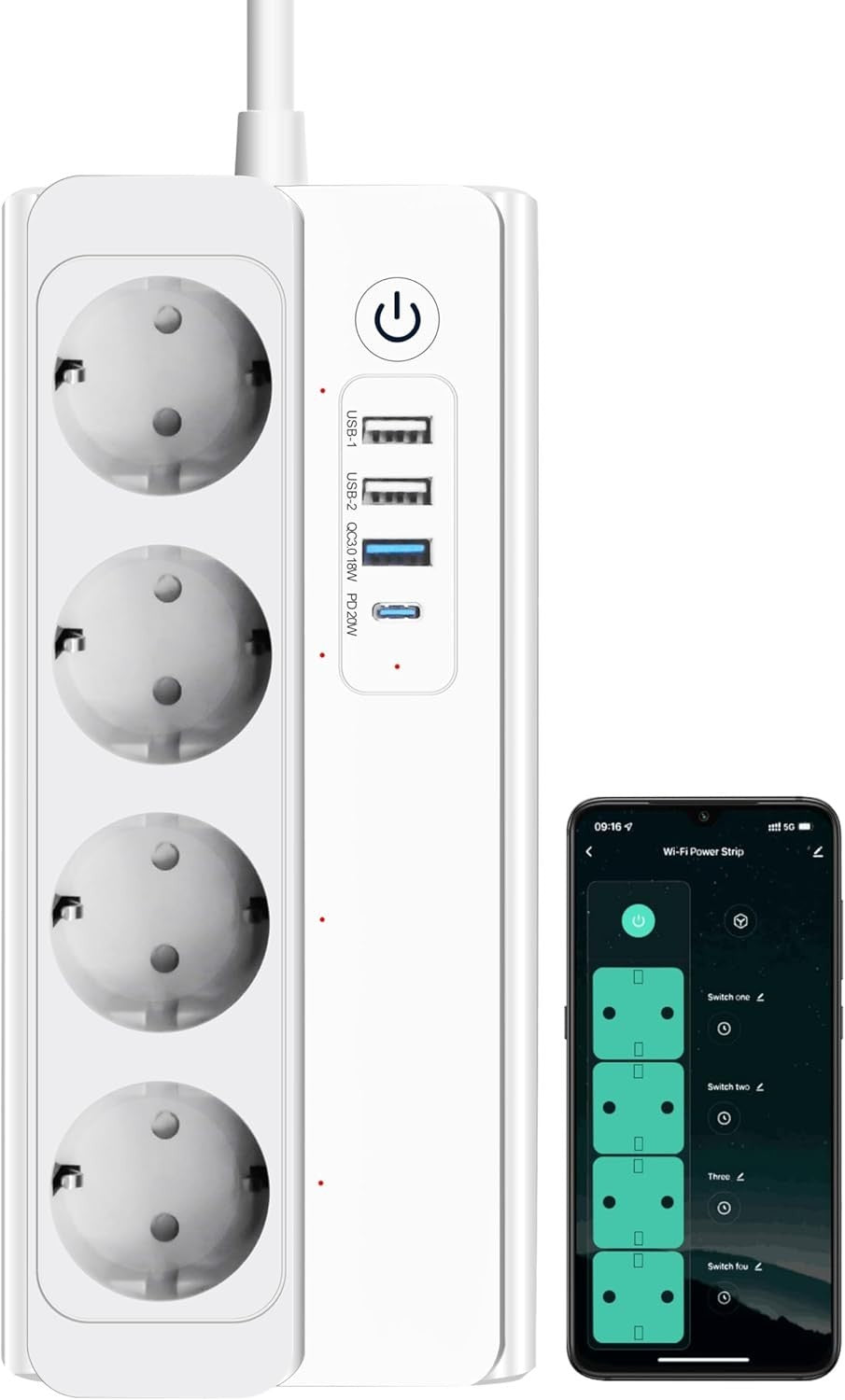 Ciabatta Smart Presa Smart WIFI con 4 preses AC and 3 Porte Type-C UseeLink