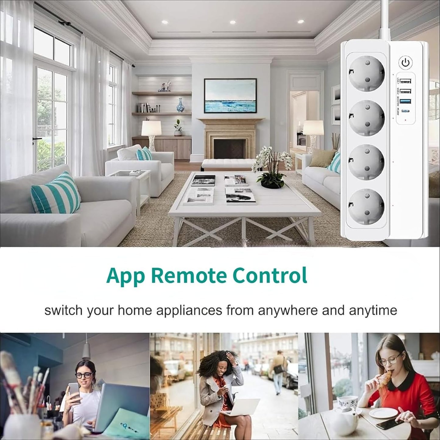 Ciabatta Smart Presa Smart WIFI con 4 preses AC and 3 Porte Type-C UseeLink