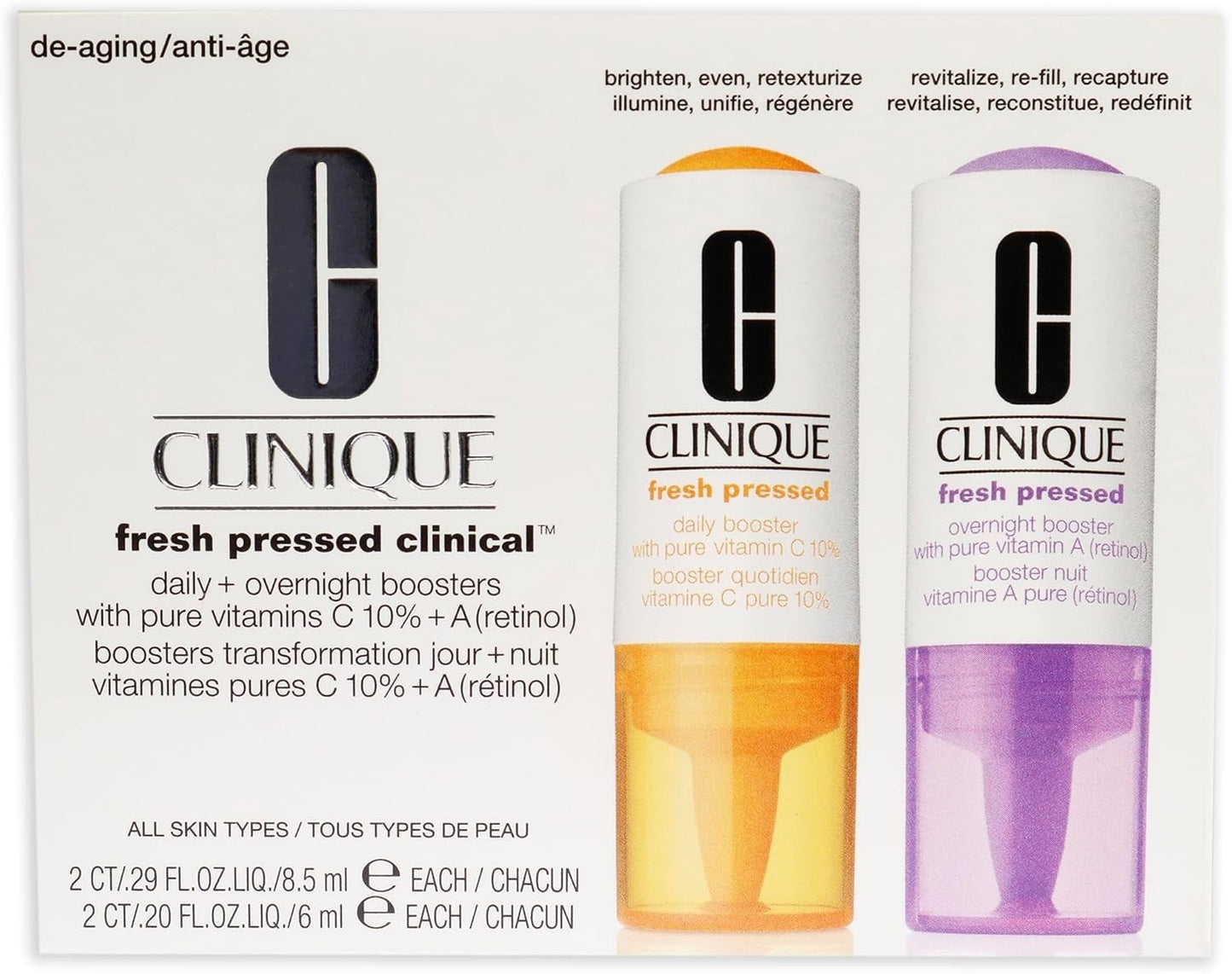 Clinique FRESH PRESSED LOTE 4 pz - clinical daily+ overnight booster 8,5ml + 6ml