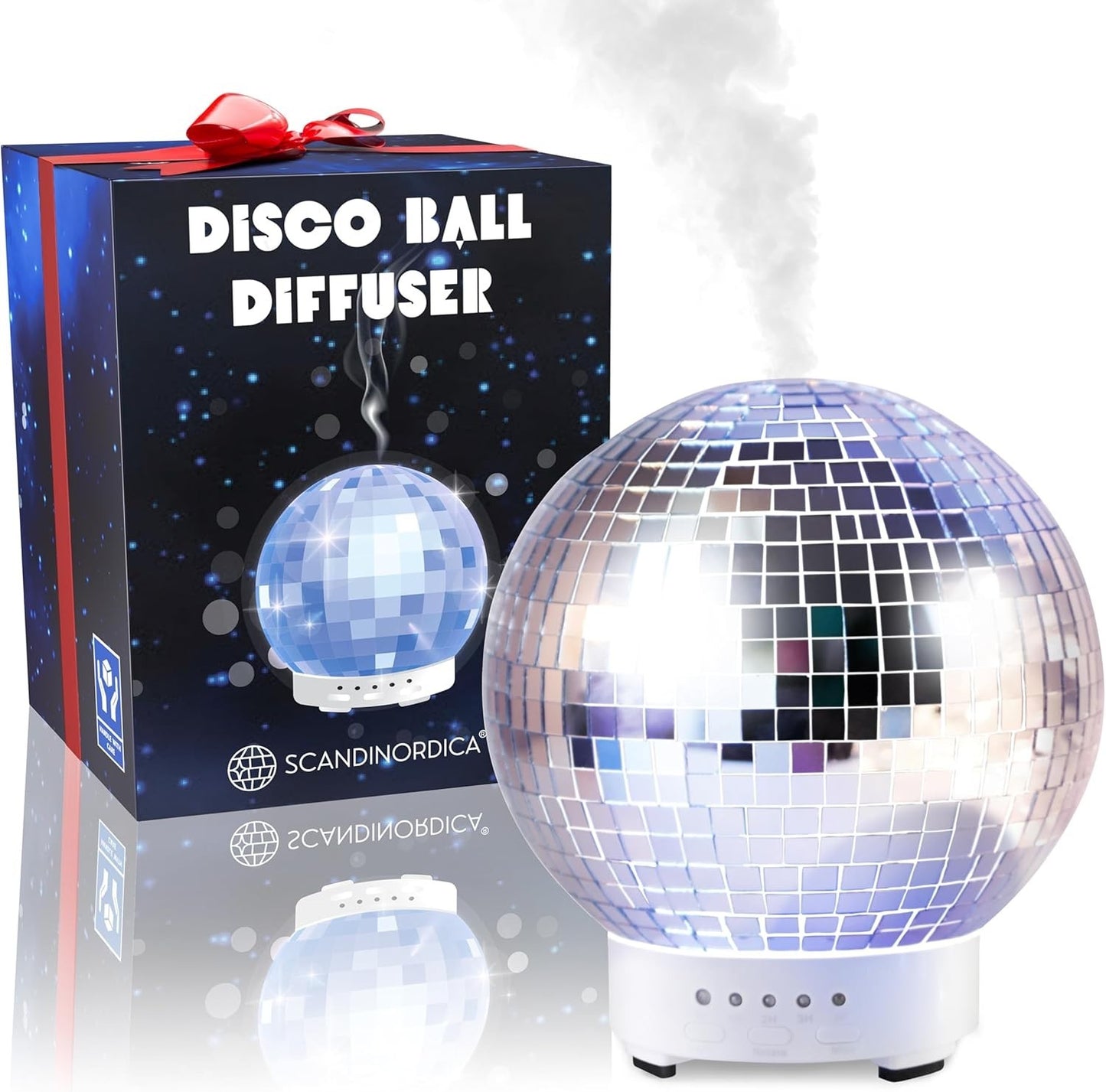 Diffusore Oli Essenziali Disco Ball Rotante Ultrasuoni LED 7 Colori Timer 90 ML